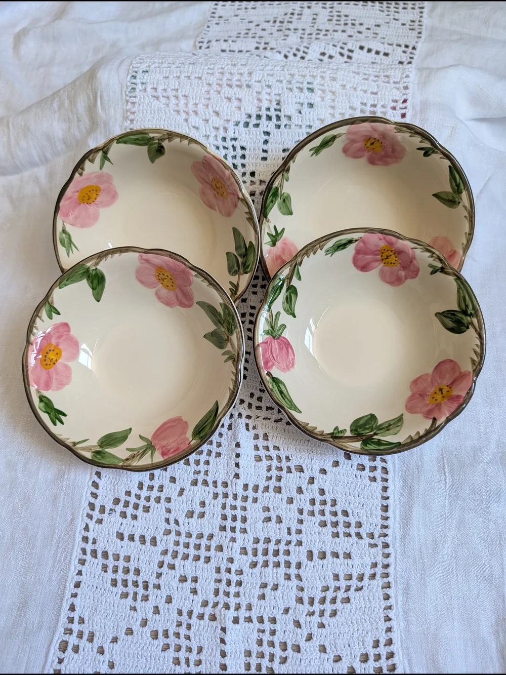 Fransican Earthenware Desert Rose Cereal Bowls - Set of 4